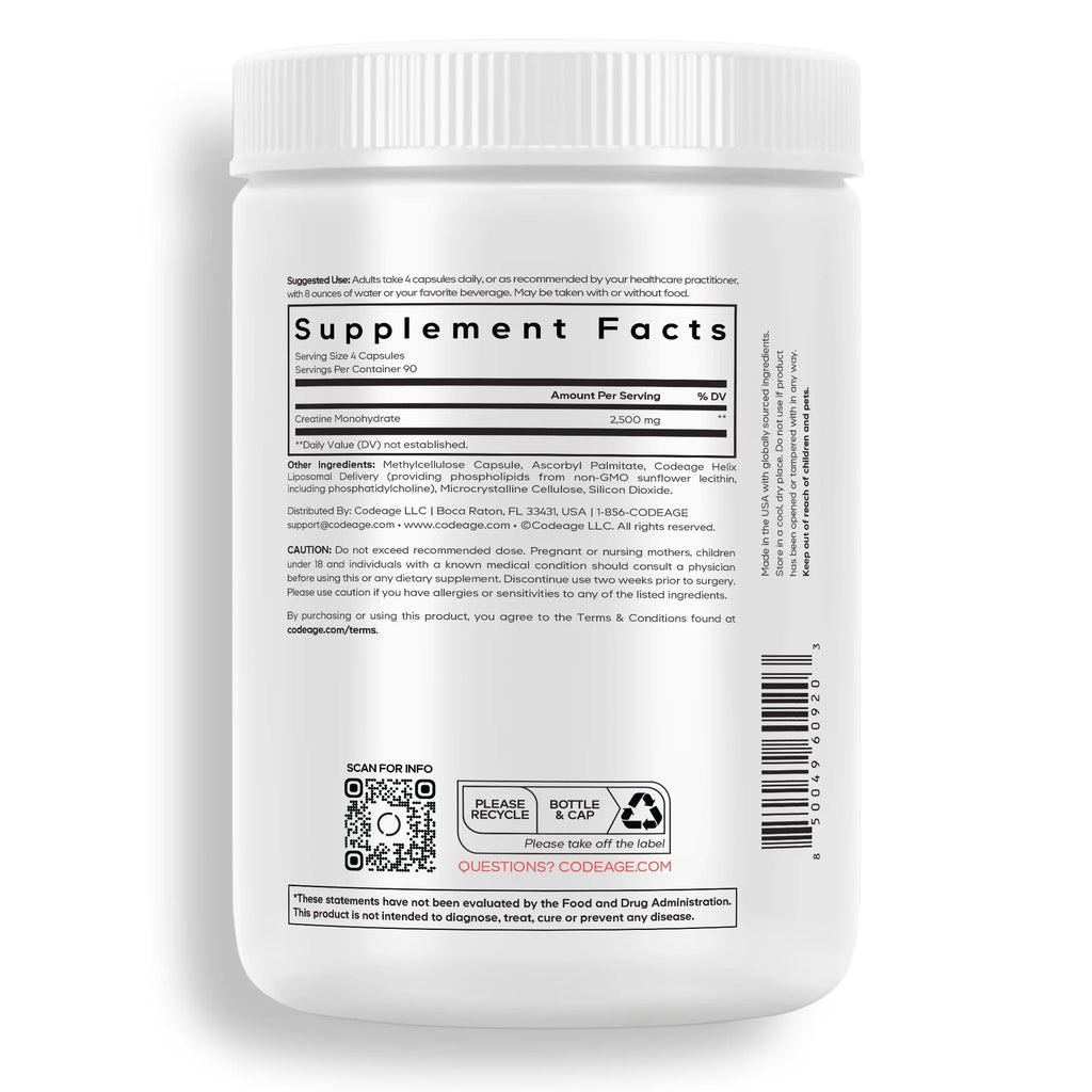 Codeage Liposomal Creatine – Premium Micronized Creatine for Strength, Performance & Rec