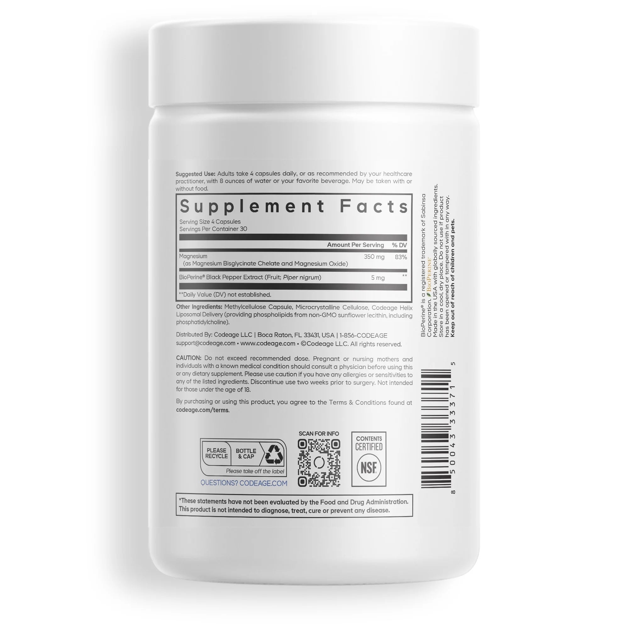 Liposomal Magnesium Bisglycinate Chelate Mineral Supplement, Phospholipids, 120 Ct