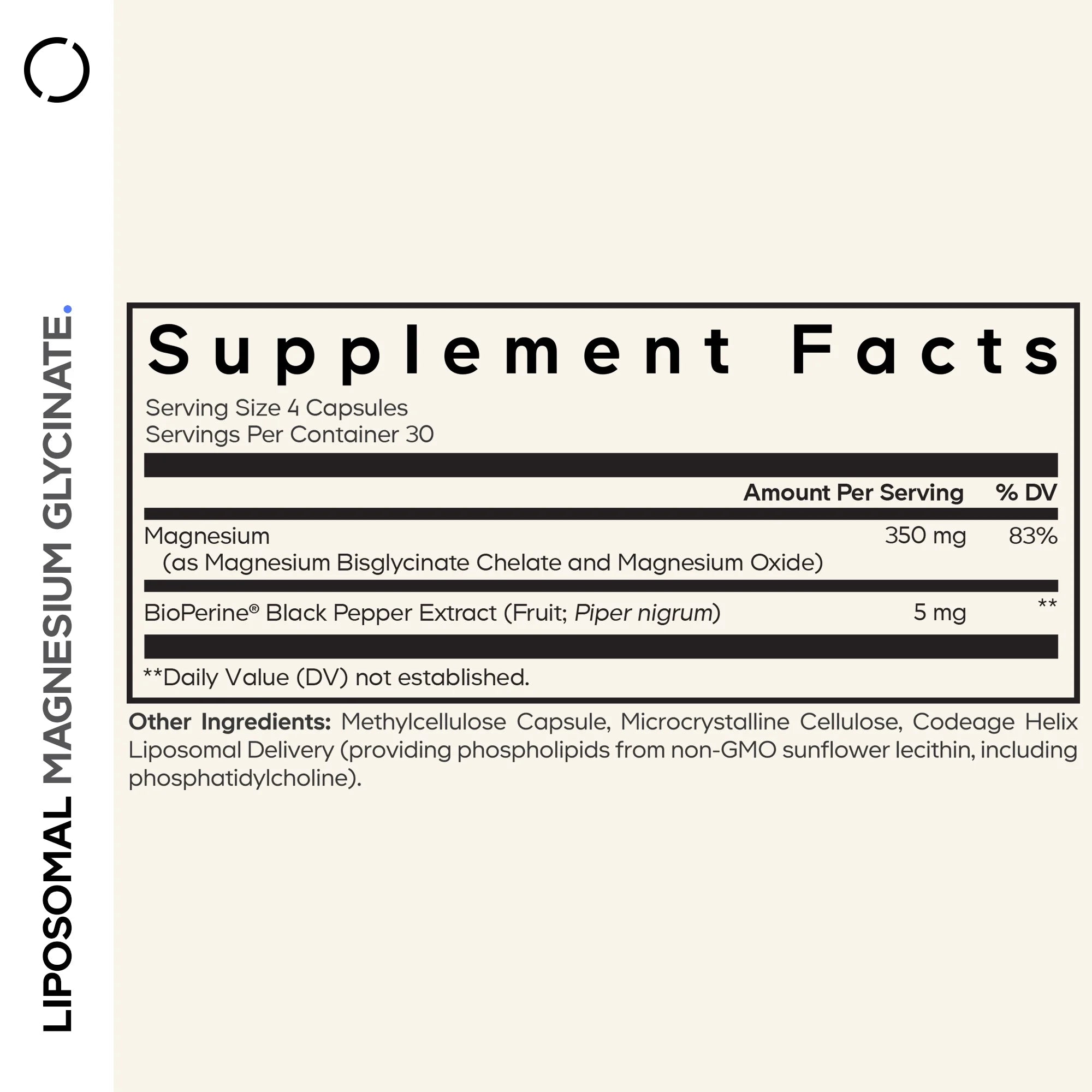 Liposomal Magnesium Bisglycinate Chelate Mineral Supplement, Phospholipids, 120 Ct